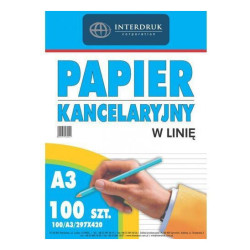 Papier kancelaryjny w linie A3 - Interdruk - 100 ark.
