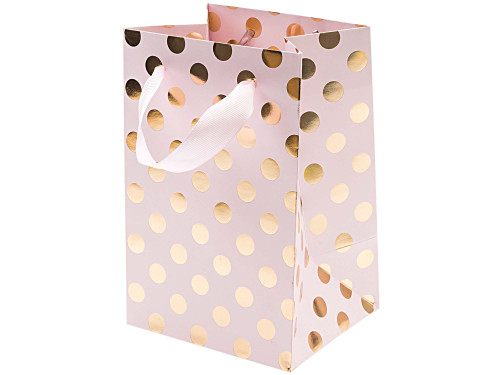 Paper dotted gift bag - Rico Design - pink and gold, 12 x 18 x 10 cm