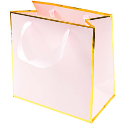 Paper gift bag - Rico Design - pink and gold, 18 x 18 x 10 cm