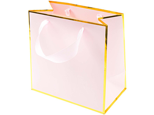 Paper gift bag - Rico Design - pink and gold, 18 x 18 x 10 cm