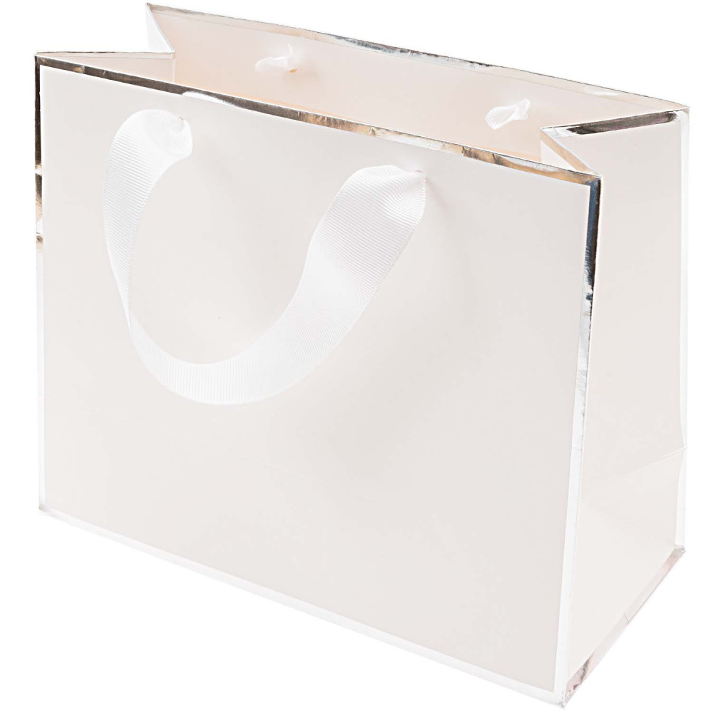 Paper gift bag - Rico Design - white and silver, 18 x 22 x 10 cm
