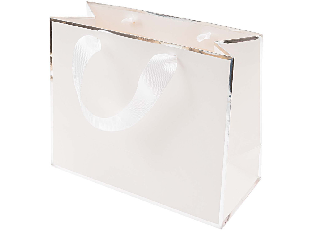 Paper gift bag - Rico Design - white and silver, 18 x 22 x 10 cm