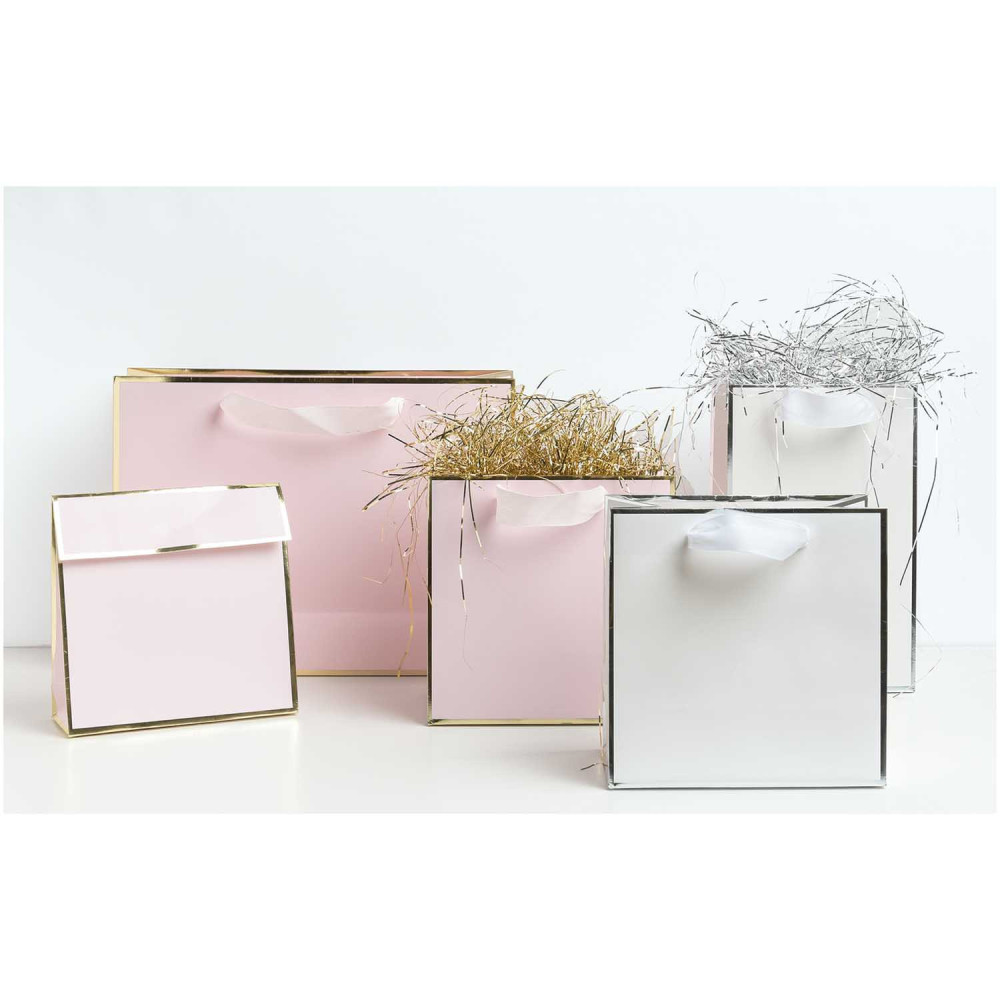 Paper gift bag - Rico Design - pink and gold, 15 x 24 x 10 cm