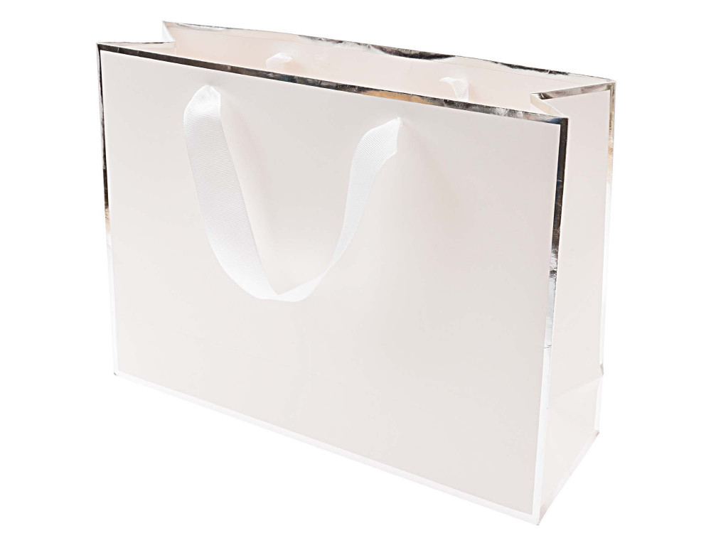 Paper gift bag - Rico Design - white and silver, 24 x 32 x 10 cm