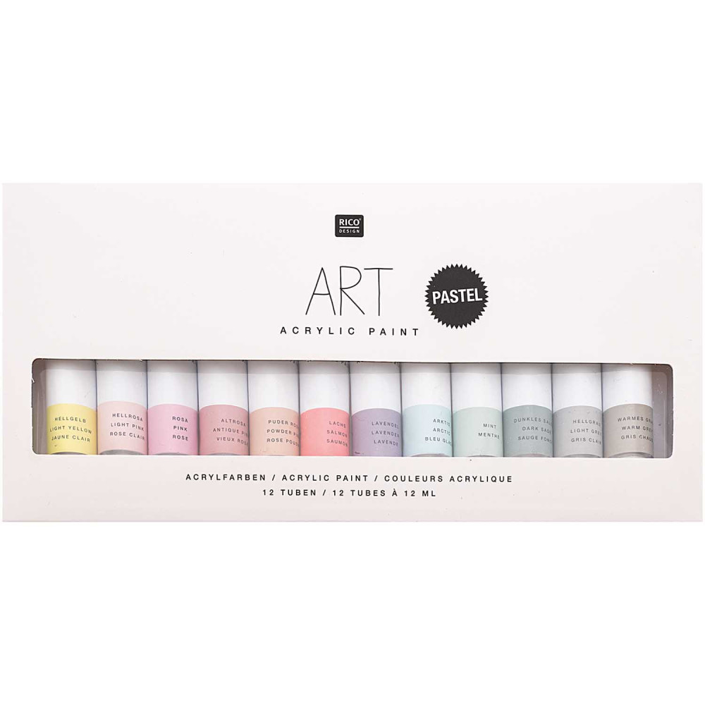 Zestaw farb akrylowych ART Pastel - Rico Design - 12 kolorów x 12 ml