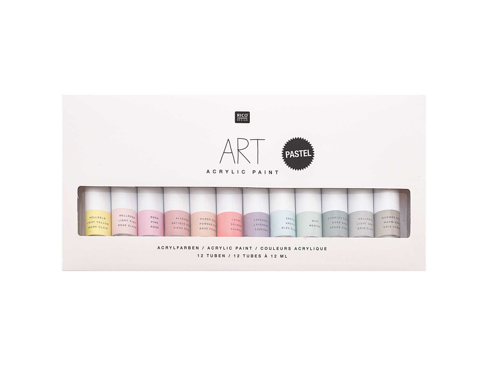 Set of acrylic paints ART Pastel - Rico Design - 12 colors x 12 ml