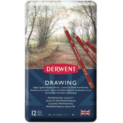 Zestaw kredek Drawing w metalowej kasecie - Derwent - 12 kolorów