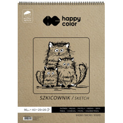 Drawing Sketch pad A3 - Happy Color - white and kraft, 90 g, 40 sheets