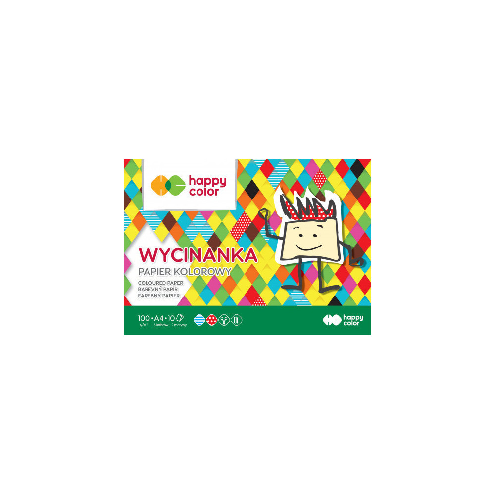 Blok Wycinanka A4 - Happy Color - kolorowy, 100 g, 10 ark.