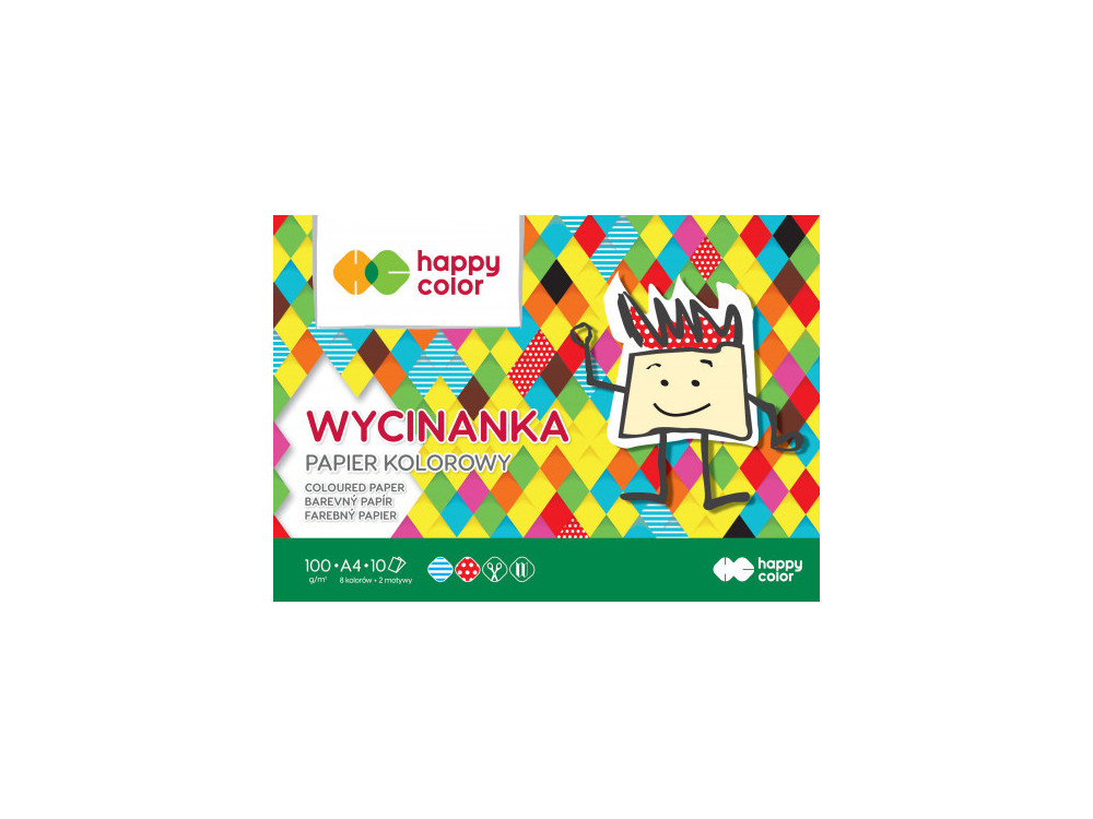 Blok Wycinanka A4 - Happy Color - kolorowy, 100 g, 10 ark.