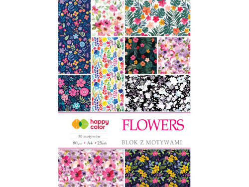 Flower paper pad A4 - Happy Color - 80 g, 25 sheets