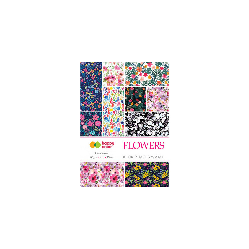 Flower paper pad A4 - Happy Color - 80 g, 25 sheets
