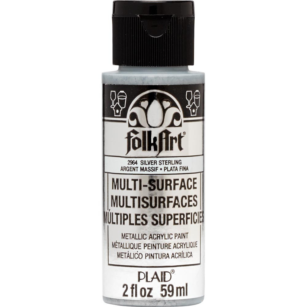 Farba metaliczna Multi-Surface - FolkArt - Sterling Silver, 59 ml