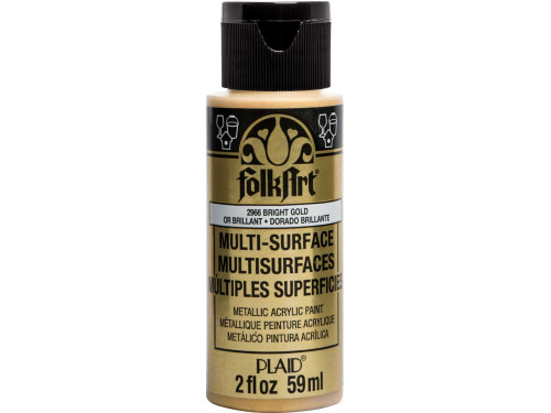 Farba metaliczna Multi-Surface - FolkArt - Bright Gold, 59 ml