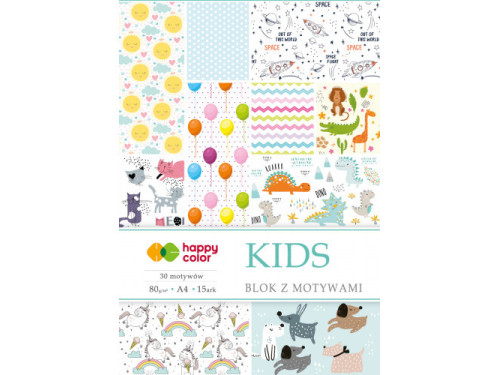 Blok z motywami A4 - Happy Color - Kids, 80 g, 15 ark.