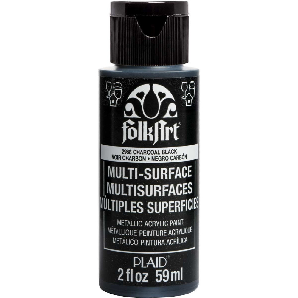 Farba metaliczna Multi-Surface - FolkArt - Charcoal Black, 59 ml