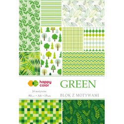 Green paper pad A4 - Happy Color - 80 g, 15 sheets