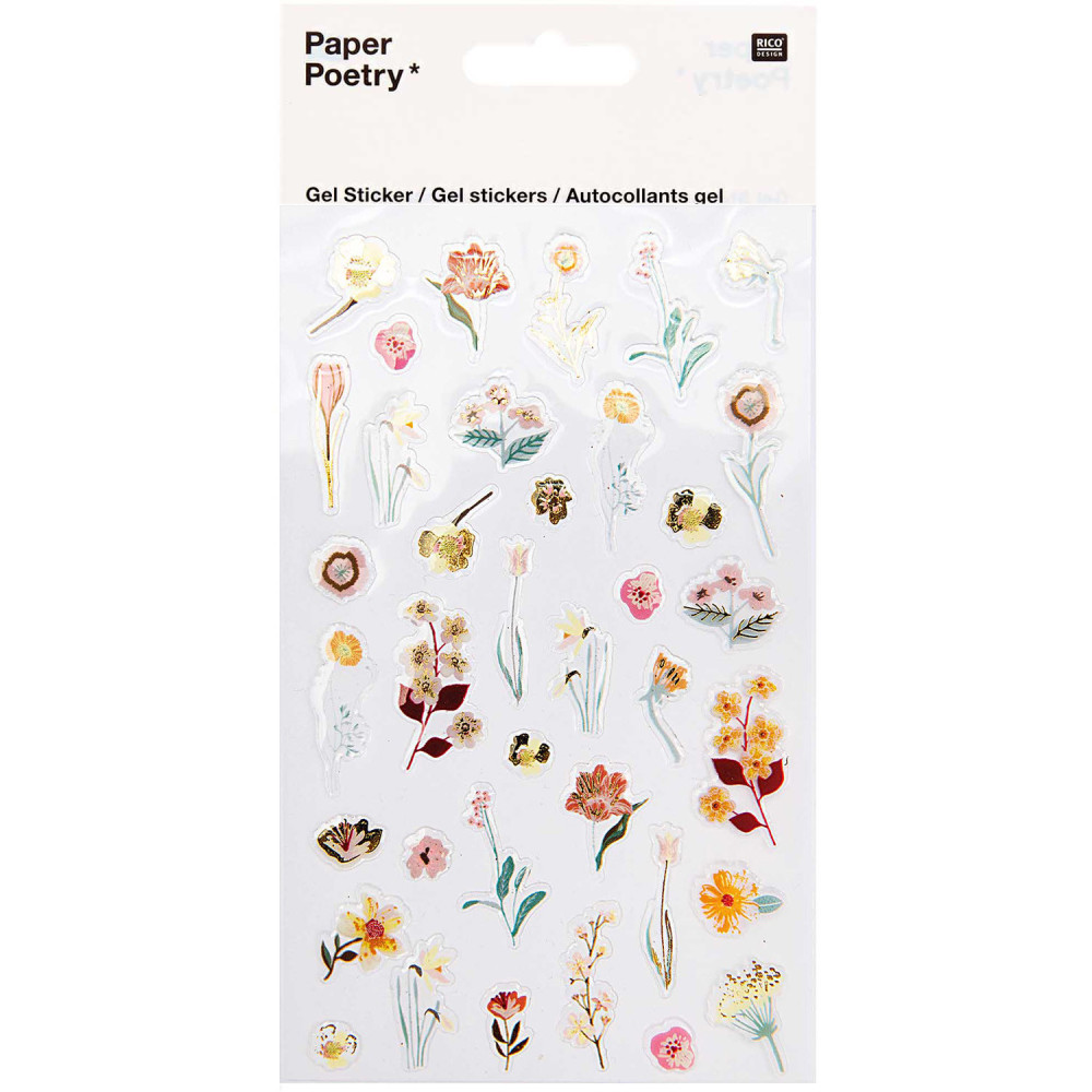 Gel stickers - Paper Poetry - flowers, 35 pcs.