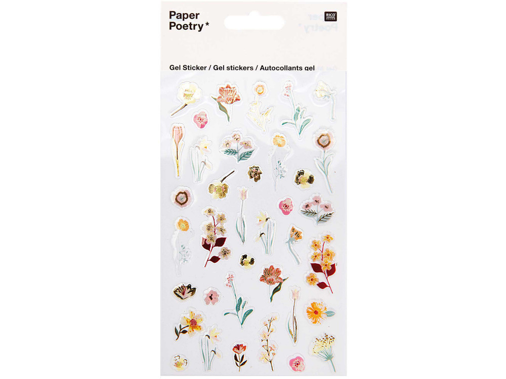 Naklejki żelowe - Paper Poetry - kwiaty, 35 szt.