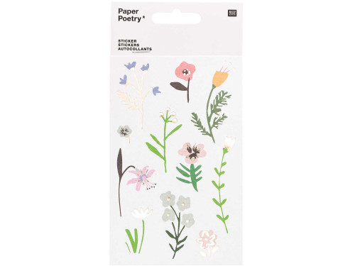 Naklejki papierowe - Paper Poetry - wiosenne kwiaty, 58 szt.