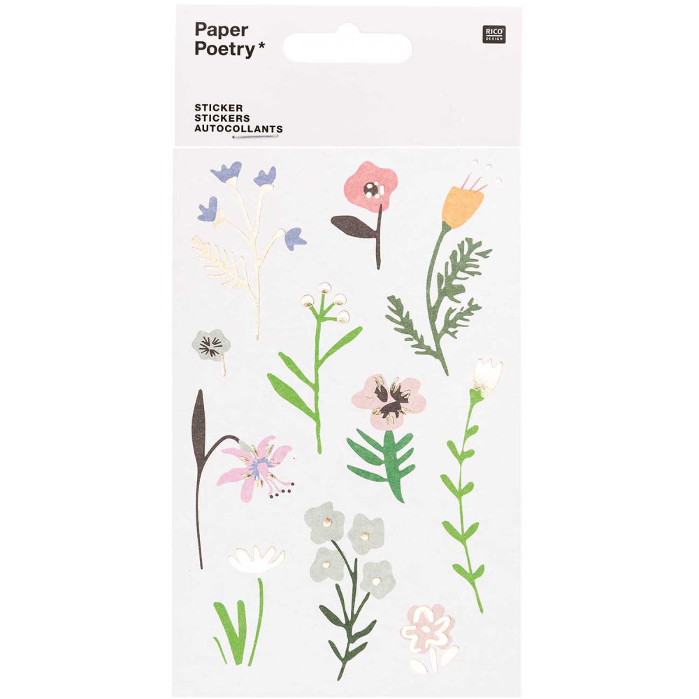Naklejki papierowe - Paper Poetry - wiosenne kwiaty, 58 szt.