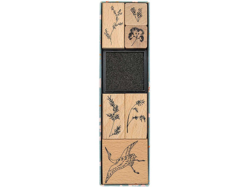 Wooden stamp set - Paper Poetry - Japanese designs, 6 pcs.