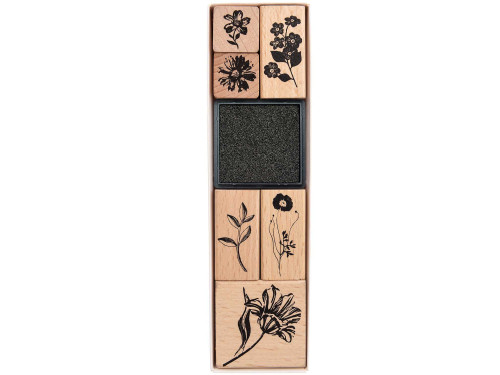 Wooden stamp set - Paper Poetry - flowers, 6 pcs.