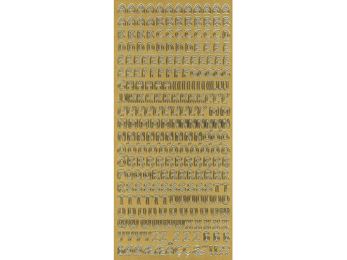 Stickersy, naklejki ażurowe - Alfabet, duże litery, złote