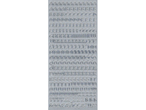 Stickersy, naklejki ażurowe - Alfabet, duże litery, srebrne
