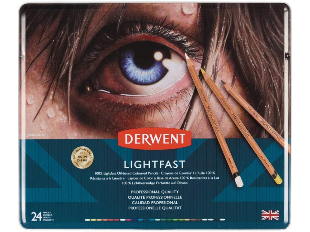Zestaw kredek Lightfast w metalowej kasecie - Derwent - 24 kolory