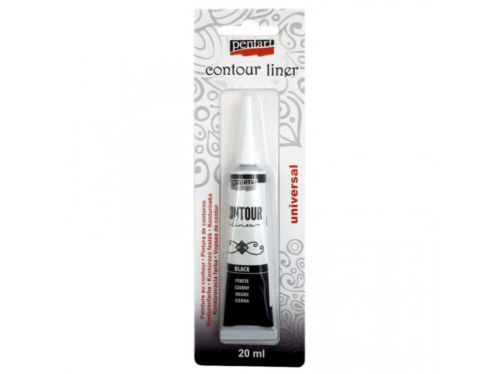 Konturówka do szkła - Pentart - czarna, 20 ml
