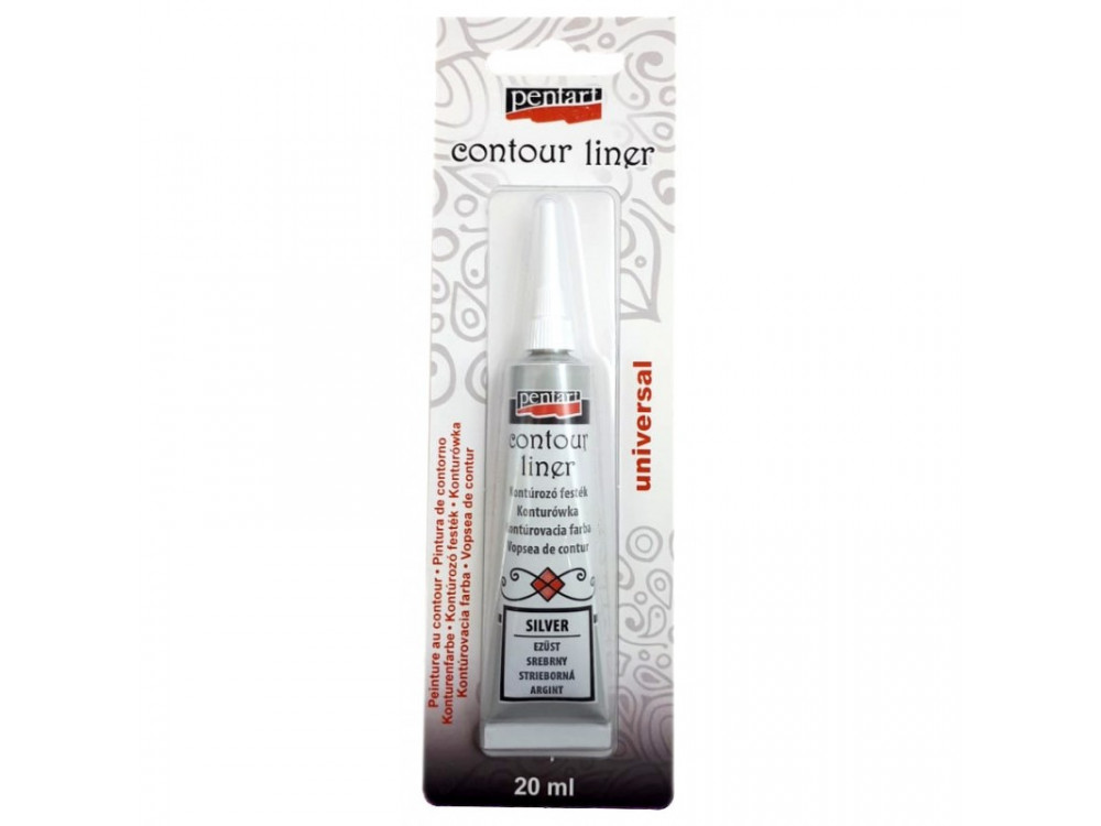 Contour glass liner - Pentart - metallic silver, 20 ml