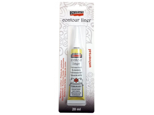 Konturówka do szkła - Pentart - złota brokatowa, 20 ml