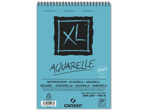 Paper pad XL Aquarelle spiral, A5- Canson - 300 g, 20 sheets.