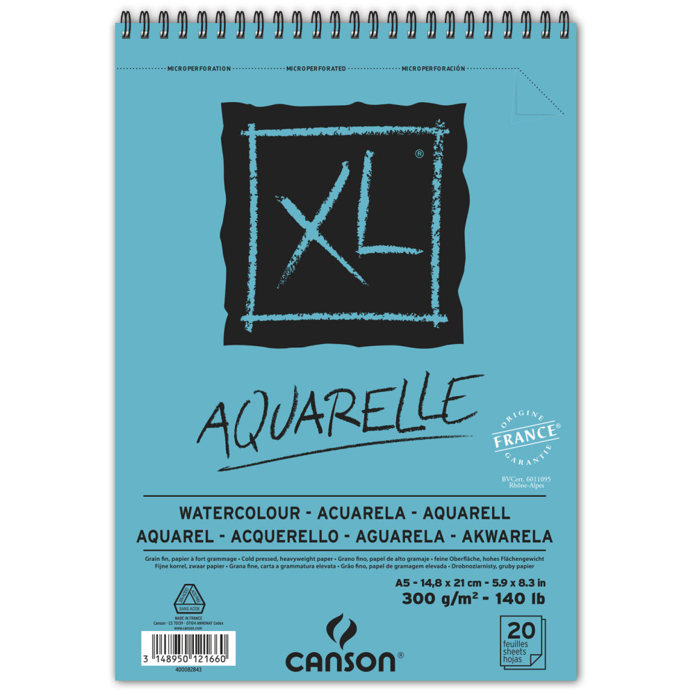 Paper pad XL Aquarelle spiral, A5- Canson - 300 g, 20 sheets.