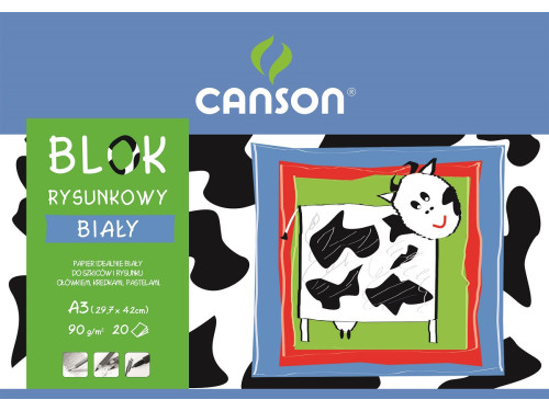 Blok rysunkowy A3 - Canson - biały, 90 g, 20 ark.