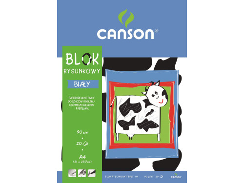 Blok rysunkowy A4 - Canson - biały, 90 g, 20 ark.