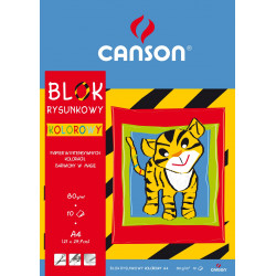 Blok rysunkowy A4 - Canson - kolorowy, 80 g, 10 ark.