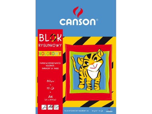 Blok rysunkowy A4 - Canson - kolorowy, 80 g, 10 ark.