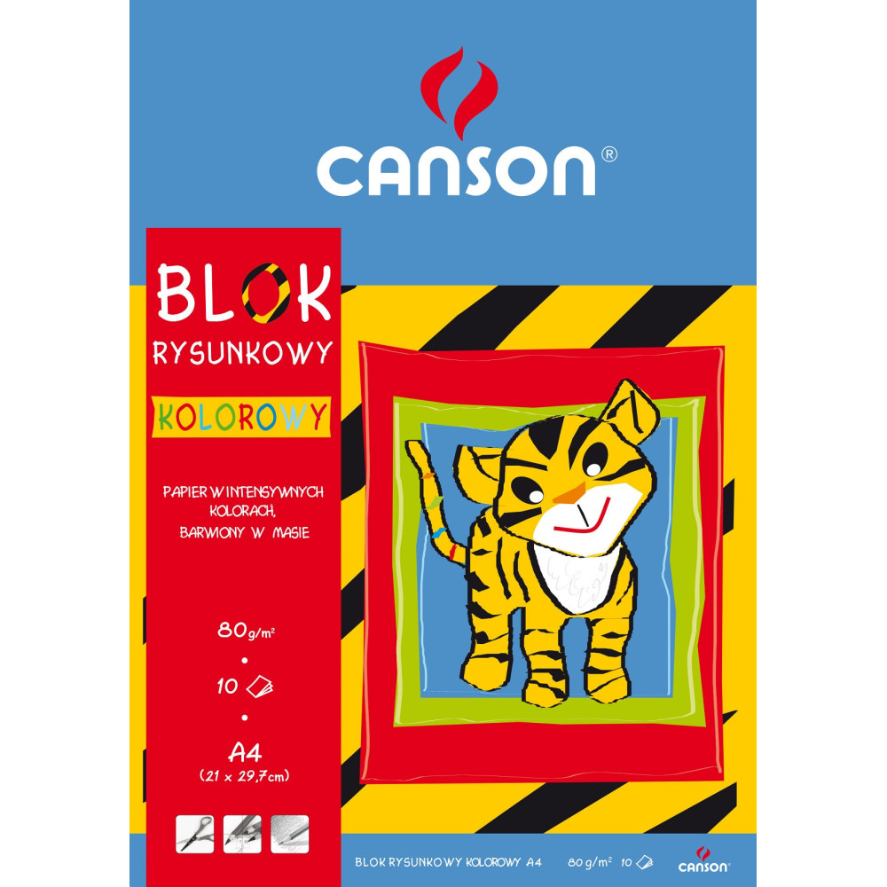 Colored paper pad A4 - Canson - 70 g, 10 sheets