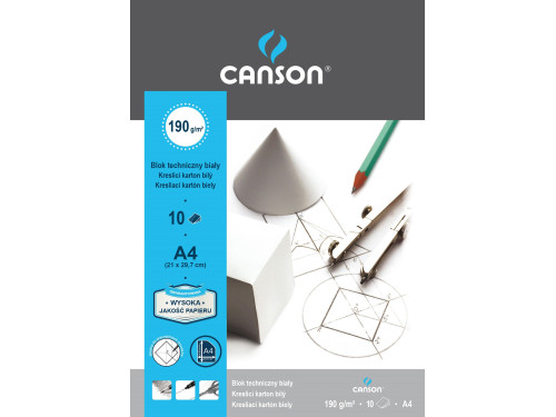 Drawing pad A4 - Canson - white, 190 g, 10 sheets