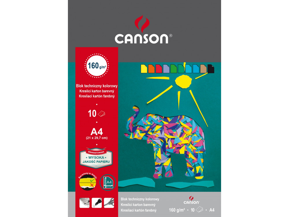 Colored drawing paper pad A4 - Canson - 160 g, 10 sheets