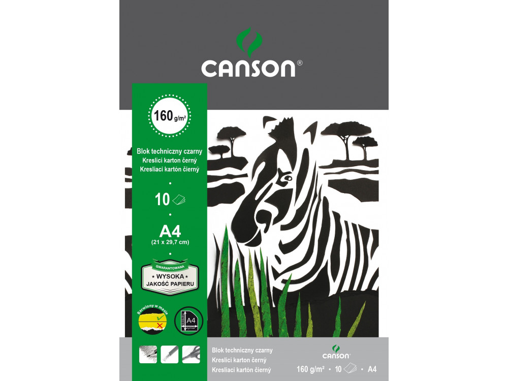 Drawing pad A4 - Canson - black, 160 g, 10 sheets