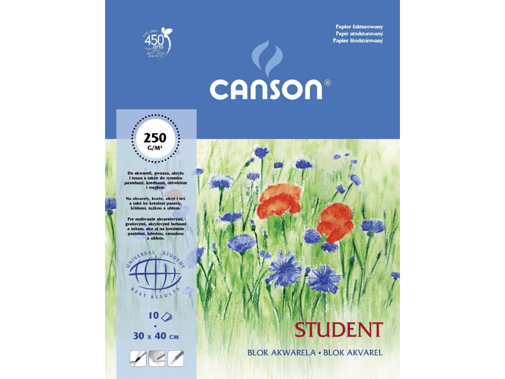 Watercolor drawing pad 30 x 40 cm - Canson - 250 g, 10 sheets