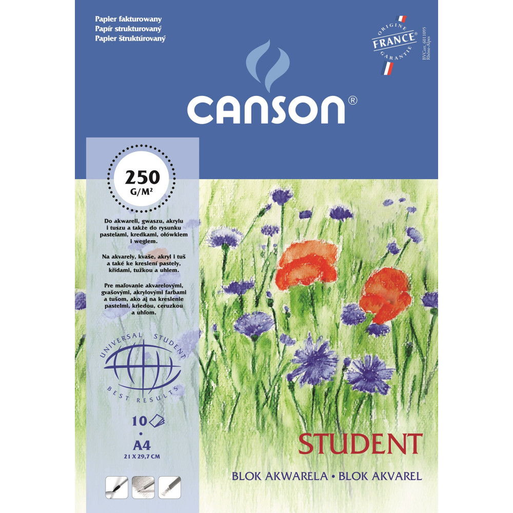 Watercolor drawing paper pad A4 - Canson - 250 g, 10 sheets