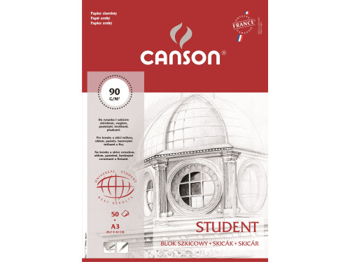 Blok szkicowy Student A3 - Canson - 90 g, 50 ark.