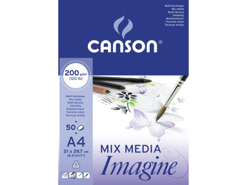 All-purpose drawing pad Mix Media A4 - Canson - 200 g, 50 sheets