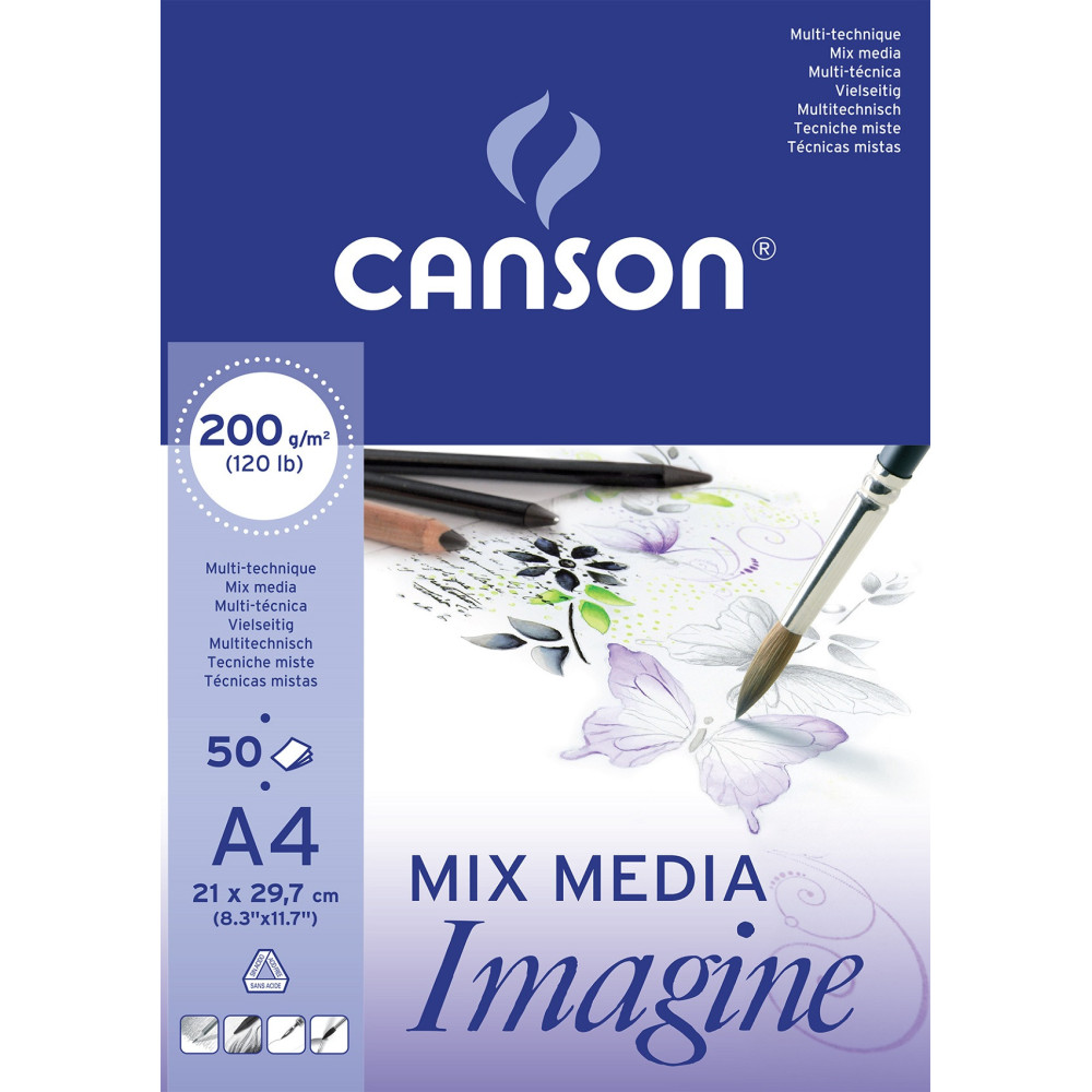 Blok uniwersalny Mix Media Imagine A4 - Canson - 200 g, 50 ark