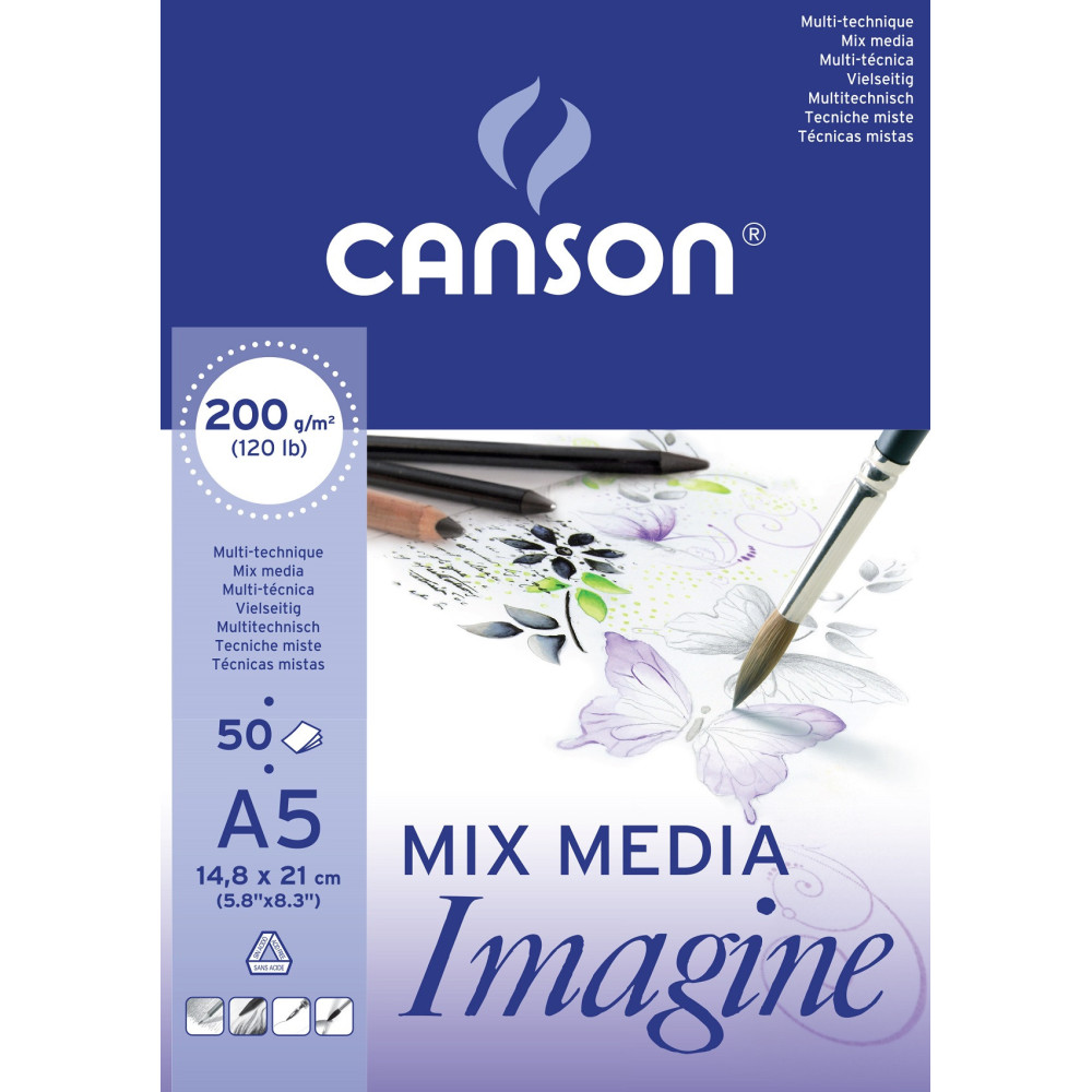 Blok uniwersalny Mix Media Imagine A5 - Canson - 200 g, 50 ark