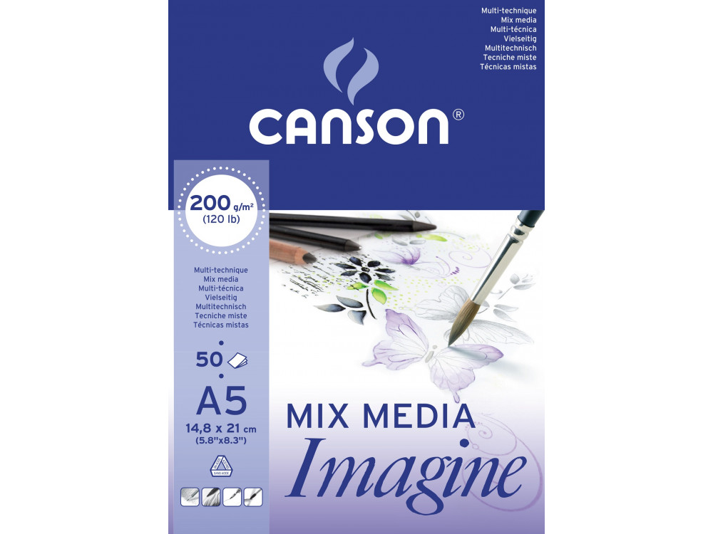Blok uniwersalny Mix Media Imagine A5 - Canson - 200 g, 50 ark